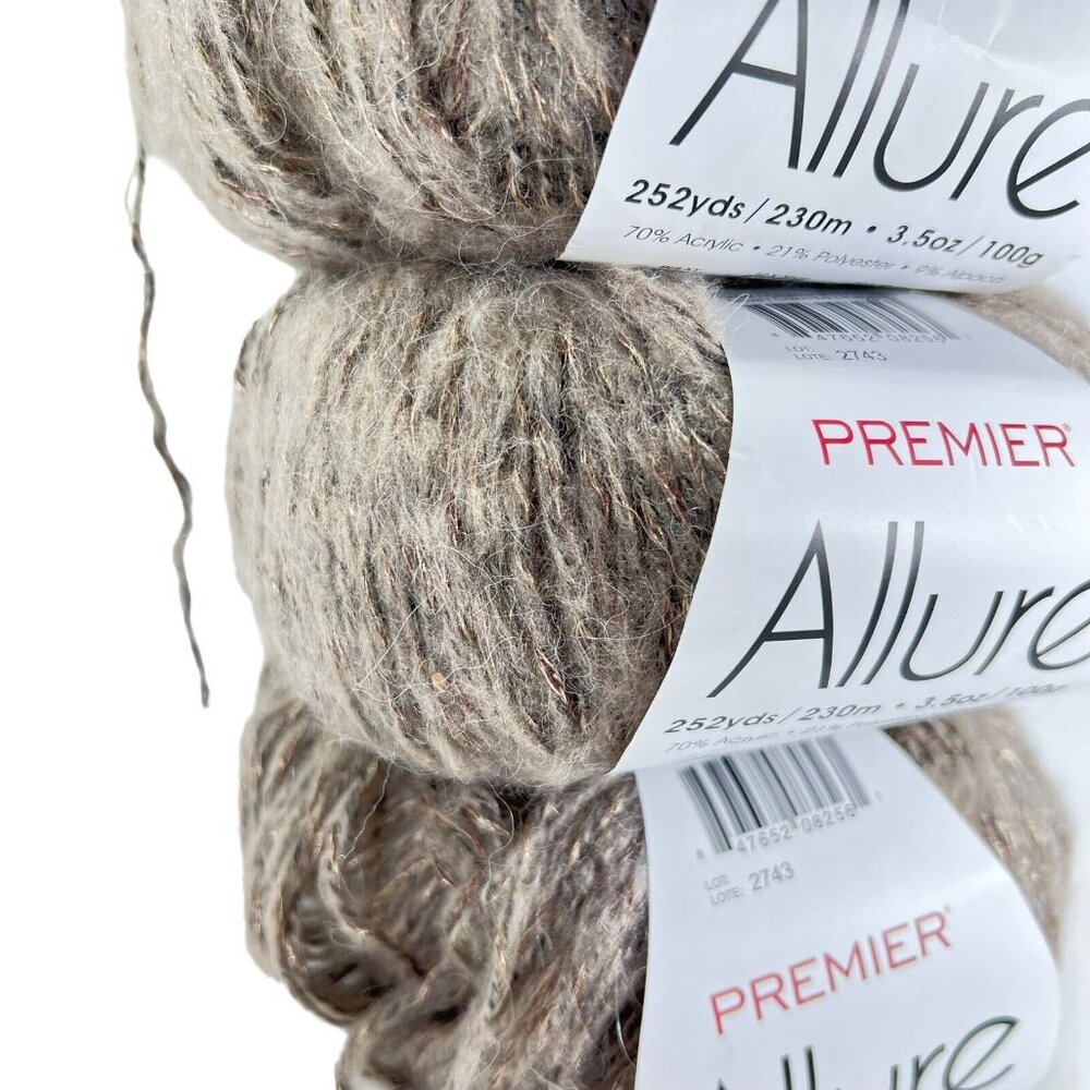 Premier Allure Alpaca Blend Luxury Yarn Dove Lot of 3 Turkey Original Package